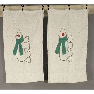 Vintage J P Stevens & Co 1970s Flannel Pillowcase Set Polar Bear Standard